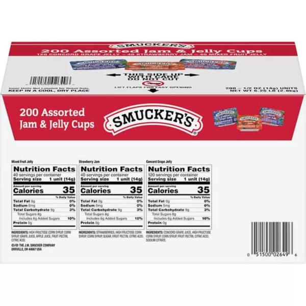 スマッカーズ ジャム&ジェリー ポーションカップアソート 200個 Smucker's