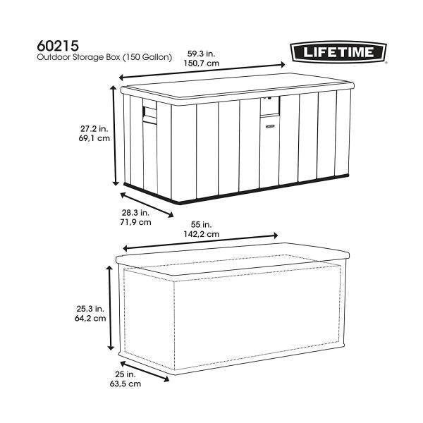 LIFETIME 大型567L デッキボックス 150ガロン Deck Box ベンチタイプ屋外用物置 Outdoor Storage 大容量 高耐久
