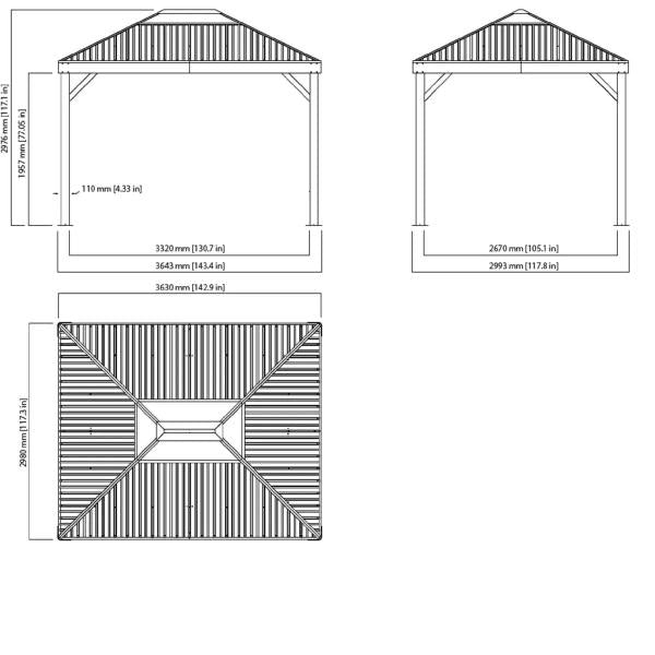 ソジャグ キルナ 10 x 12フィート(3 x 3.7m) ガゼボ メッシュカーテン付属