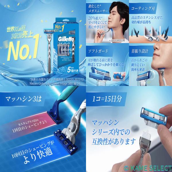 ジレット マッハシン3 スキンテック 本体 + 替刃16個