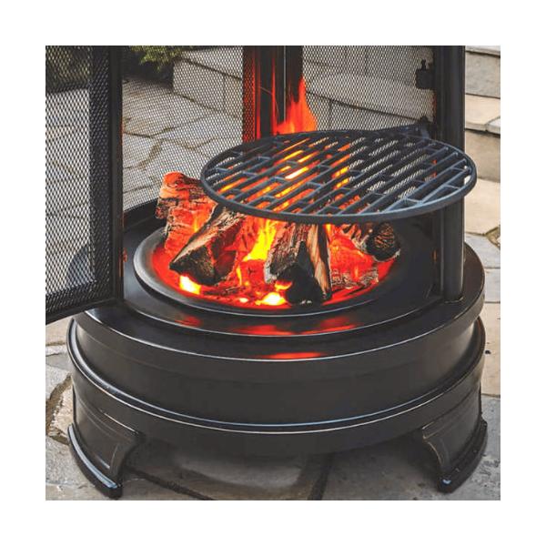屋外暖炉 ファイヤーピット 調理用グリル網付き OUTDOOR COOKING PIT 焚き火台 大型 焼き網 3段階高調節 バーベキュー