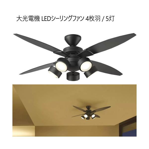 大光電機 LEDシーリングファン 4枚羽 / 5灯 ブラック CSF-581B