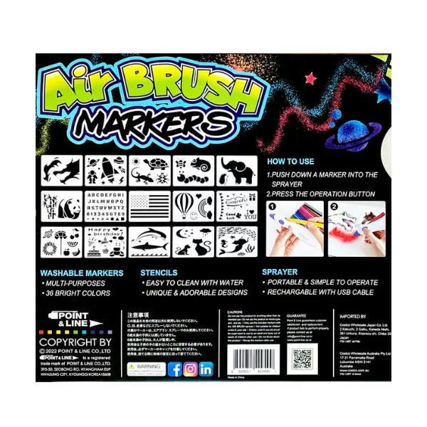 エアーブラッシュマーカー 36 色 Air Brush Marker