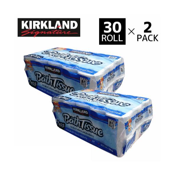 【2個セット】カークランドシグネチャー トイレットペーパー 2枚重ね 30ロール×2個＝60ロール ダブル 長持ち 大容量 KIRKLAND 42.9m お買い得品