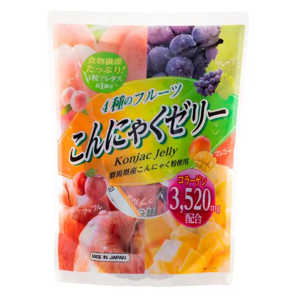 【2袋セット】4種のフルーツ こんにゃくゼリー　64個入り