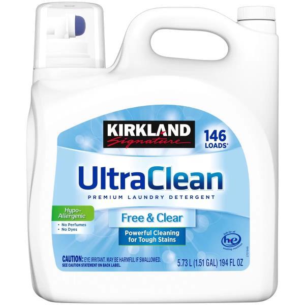 カークランドシグネチャー ウルトラクリーン フリー＆クリア 液体洗濯洗剤 無香 5.7L 146回　KIRKLAND signature