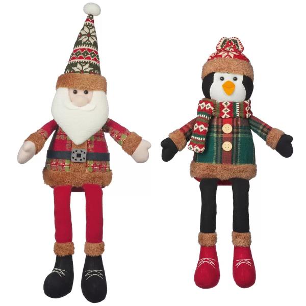 クリスマス ぬいぐるみのデコレーション2個セット サンタとペンギン