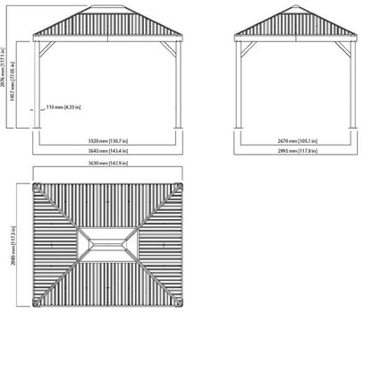 ソジャグ キルナ 10 x 12フィート（3 x 3.7m) ガゼボ メッシュカーテン付属