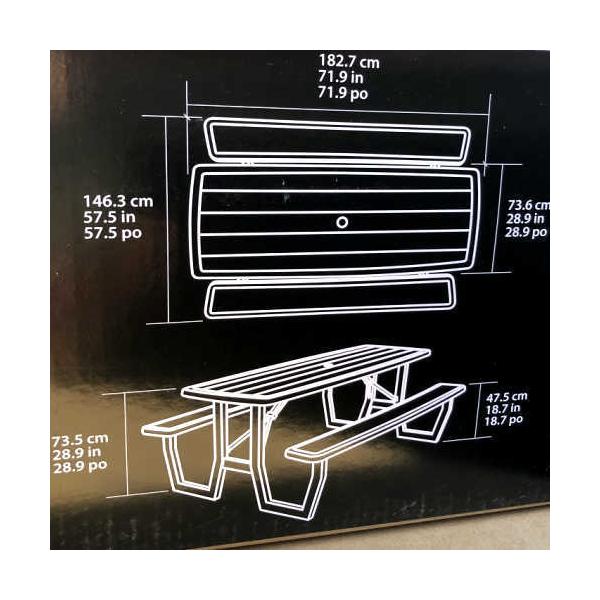 LIFETIME ピクニックテーブル Frame Picnic Table 6-Foot フレーム ピクニックテーブル ライフタイム  183×74cm 屋外　折りたたみ 防水