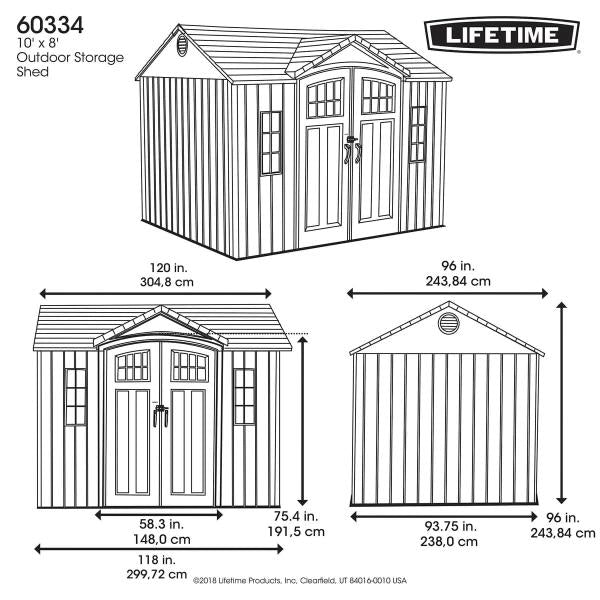 LIFETIME 10 X 8 フィート 物置