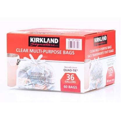 カークランドシグネチャー マルチパーパス 半透明ゴミ袋 135L x 60袋　Kirkland Signature