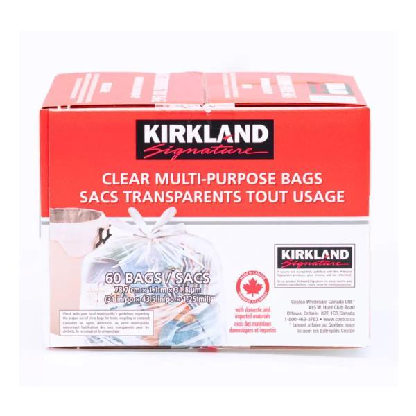 カークランドシグネチャー マルチパーパス 半透明ゴミ袋 135L x 60袋　Kirkland Signature