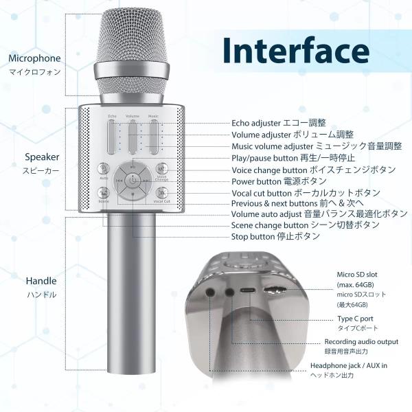 Gigastone カラオケマイク KM8500 ウィンドブルー Bluetooth
