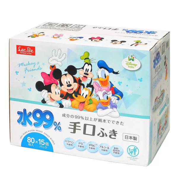 水99% 手口ふき / ミッキー＆フレンズ 80枚入ｘ15個 (1200枚)