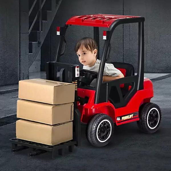 子ども用 電動乗用玩具 フォークリフト 赤　レッド