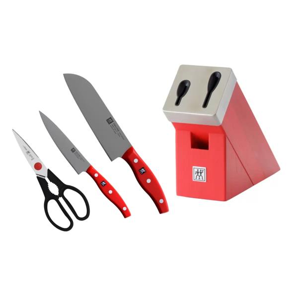 ツヴィリング ポルックス セルフシャープニング ナイフブロックセット 4点セット レッド Zwilling
