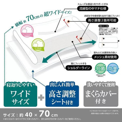 モリシタ 首を支える枕 ワイド わたタイプ 大きめ 枕　頸椎　首　安定