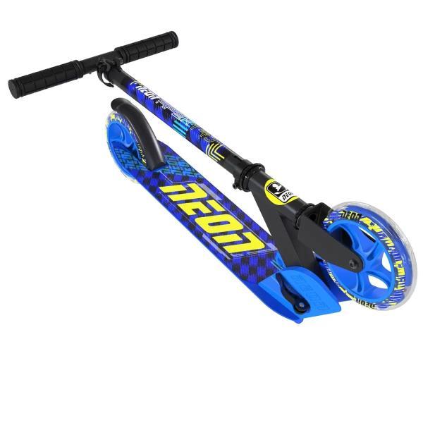 ネオンAPEX タイヤが光るキックボード ブルー 青 折りたたみ式 高さ調整が可能 電池不要 キックボード