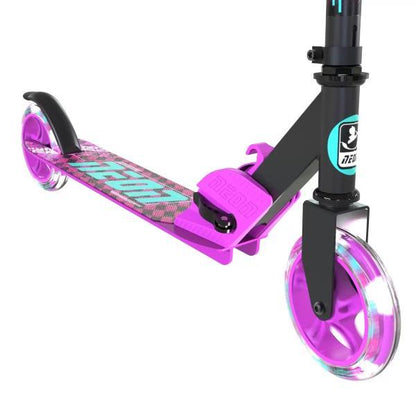 ネオンAPEX タイヤが光るキックボード ピンク 折りたたみ式 高さ調整が可能 電池不要 キックボード