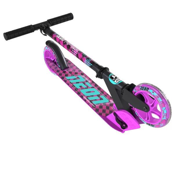 ネオンAPEX タイヤが光るキックボード ピンク 折りたたみ式 高さ調整が可能 電池不要 キックボード