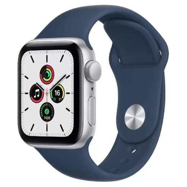 Apple Watch SE GPS 40mm シルバーアルミニウムケース アビスブルースポーツバンド 色：アビスブルー