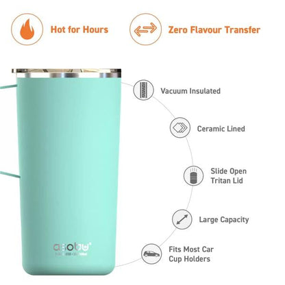 Asobu タワーマグ ステンレス真空断熱コーヒーマグ 600ml フタ付 2個セット ホワイト/ミント