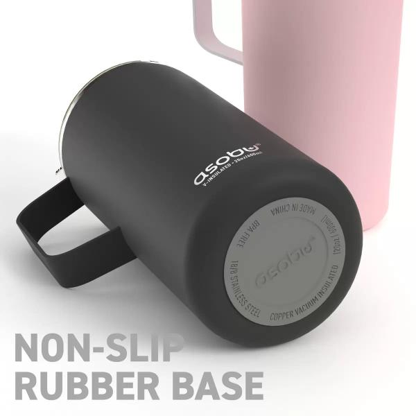 Asobu タワーマグ ステンレス真空断熱コーヒーマグ 600ml フタ付 2個セット ピンク/ブラック
