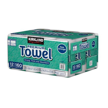 カークランドシグネチャー キッチンペーパー 12ロール 160シート Kirkland Signature プレミアムタオル ペーパータオル 個包装