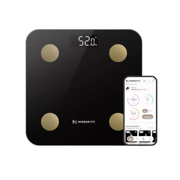 MIRROR FIT.(ミラーフィット) スマート体組成計 体重計 Black