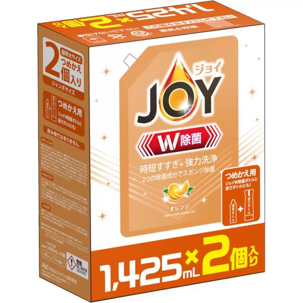 JOY W除菌 オレンジの香り つめかえ用1425 ml x 2