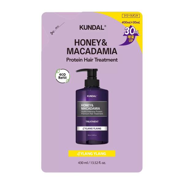 KUNDAL ハニー＆マカダミア シャンプーYLANG YLANG 詰め替え 430ｍL　リートメント YLANG YLANG詰め替え 400ｍL