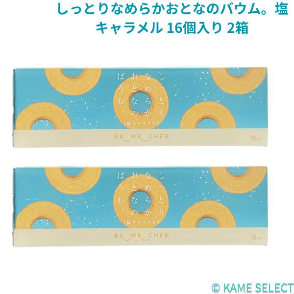【2個セット】しっとりなめらかおとなのバウム。塩キャラメル 16個入り 2箱