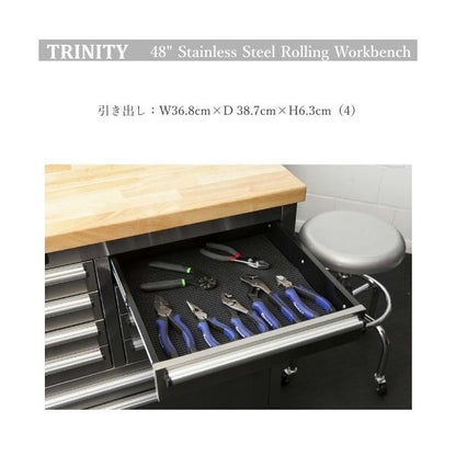 TRINITY 48 Stainless Steel Rolling Workbench WHALEN トリニティ ステンレススチールツール 48 ローリング