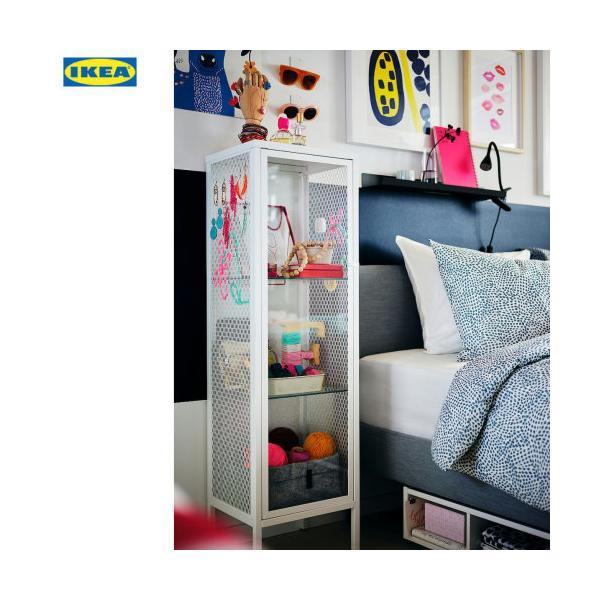 IKEA BAGGEBO バッゲボー キャビネット ガラス扉 メタル/ホワイト 34×30×116cm　白　イケア　ikea