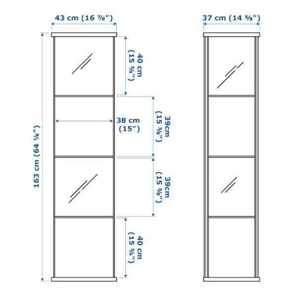 IKEA DETOLF デトルフ ガラス扉キャビネット43x163 cm ホワイト