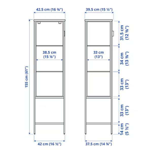 IKEA RUDSTA ルードスタ コレクションケース チャコール 42x37x155cm イケア 804.501.31